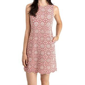 Kiel James Patrick Jackie Gingham Eyelet Shift Dress, Red/White, 0